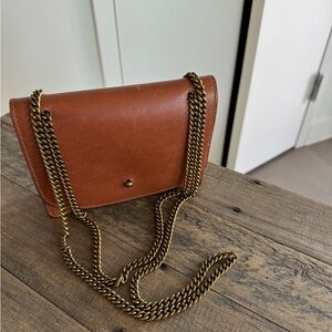 Madewell The Chain Crossbody Bag Small Brown Leather Purse Clutch